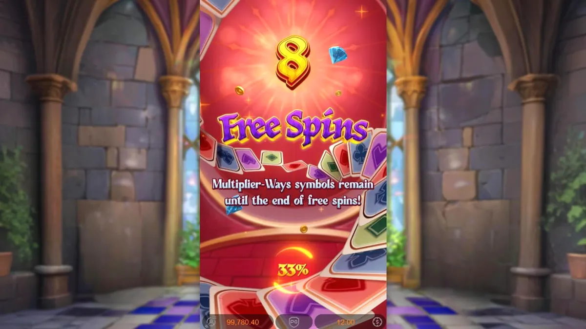 Tampilan visual permainan slot Poker Kingdom Win dengan tema kerajaan abad pertengahan.